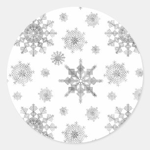 Zilveren Grijs Sneeuwvlok Vorm Ronde Sticker
