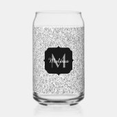 Zilveren grijs sprankelt girly bling Custom Monogr Blikvorm Glas (Voorkant)