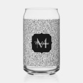 Zilveren grijs sprankelt girly bling Custom Monogr Blikvorm Glas (Achterkant)