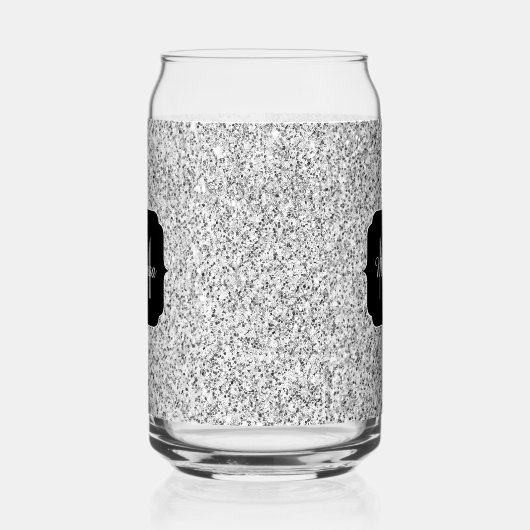 Zilveren grijs sprankelt girly bling Custom Monogr Blikvorm Glas (Links)