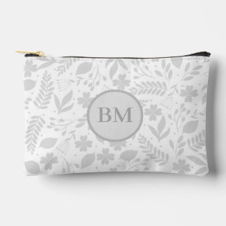 Zilveren Grijs & Wit Boho bladeren Monogram Etui