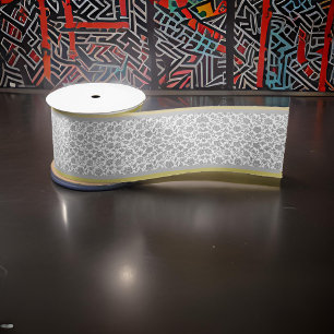 Zilveren Grijze Bloemen Kant Zilveren Gouden Trim Lint