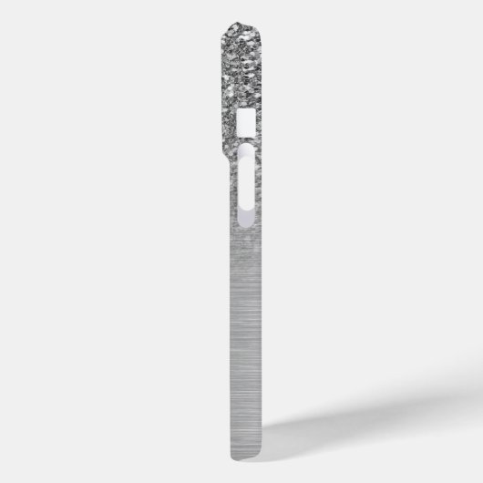 Zilveren Grijze Faux Glitter & Metallic Textuur Case-Mate iPhone Case (Achterkant / Links)