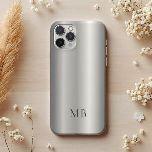 Zilveren Grijze Geborstelde Nep Metalen Initiaal iPhone 11 Hoesje