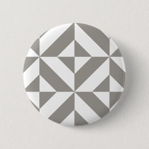 Zilveren grijze geometrische art deco ronde button 5,7 cm