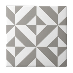 Zilveren grijze geometrische art deco tegeltje