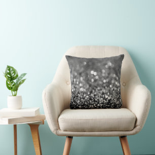 Zilveren grijze glitter bokeh glamour 1 kussen