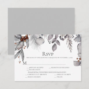 Zilveren grijze hulst den eucalyptus roest bessen RSVP kaartje