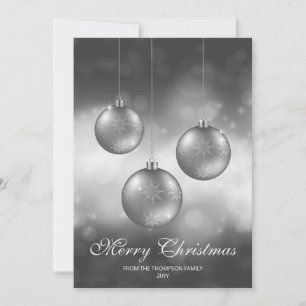 Zilveren grijze kerstballen met aangepaste tekst feestdagenkaart