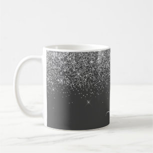 Zilveren grijze meisjesachtige glitters glans mono koffiemok