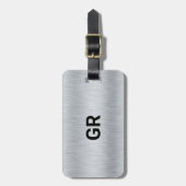 Zilveren Grijze Metallic Textuur Aangepaste Tekst Bagagelabel (Voorkant verticaal)