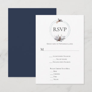 Zilveren grijze roest navy herten gewei trouw RSVP Kaartje