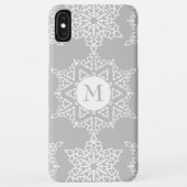 Zilveren Grijze Sneeuwvlokken Kerstvakantie Monogr Case-Mate iPhone Case (Achterkant)