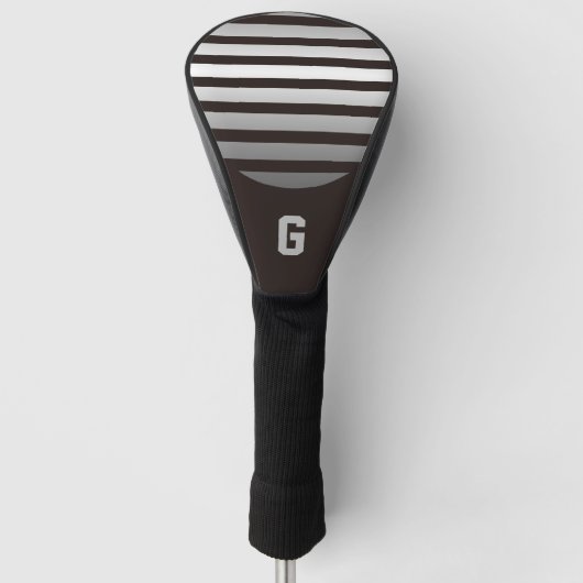 Zilveren Grijze Strepen met Monogram Golfheadcover (Voorkant)