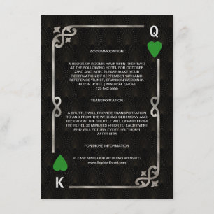 Zilveren Groene Casino Vegas Poker Bruiloft Detail Informatiekaartje