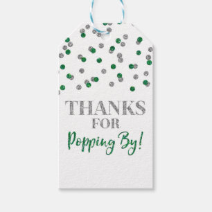 Zilveren Groene Confetti Bedankt voor het langskom Cadeaulabel