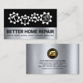 Zilveren Handyman Gereedschap Tandwiel Visitekaartje (Voorkant / Achterkant)