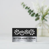 Zilveren Handyman Gereedschap Tandwiel Visitekaartje (Staand voorkant)