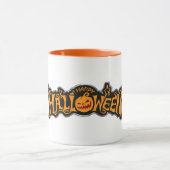 Zilveren Happy Halloween Pompoen met Robijnen Ogen Mok (Midden)