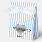 Zilveren hart blauw en wit douchefeest bedankdoosjes (Voorkant)