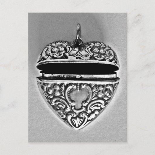  zilveren hart briefkaart (Voorkant)