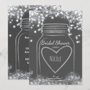Zilveren Hart Mason Jar & Lichtjes in ELKE KLEUR Kaart