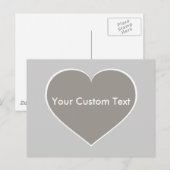 Zilveren hart met witte omtrek briefkaart (Voorkant / Achterkant)