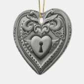 Zilveren Hart Slot aangepaste versieringen Keramisch Ornament (Links)