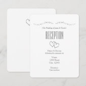 Zilveren Harten & Glans Huwelijksreceptiekaart Kaart (Voorkant / Achterkant)