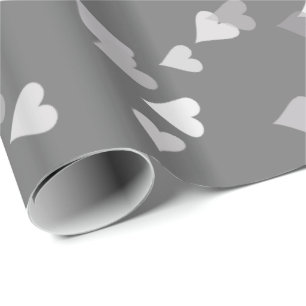 Zilveren Hartjes Confetti Cadeaupapier
