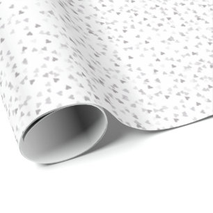 Zilveren Hartjes Confetti Cadeaupapier
