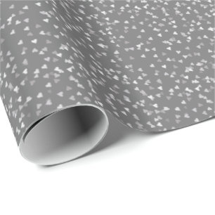 Zilveren Hartjes Confetti Cadeaupapier