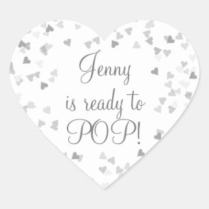 Zilveren Hartjes Ze Is Klaar Om Te Komen Baby Show Hart Sticker