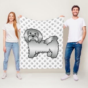 Zilveren Havanese Mooie Cartoon Hond Illustratie Fleece Deken