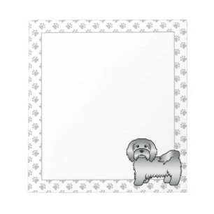 Zilveren Havanese Mooie Cartoon Hond Illustratie Notitieblok