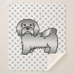 Zilveren Havanese Mooie Cartoon Hond Illustratie Sherpa Deken