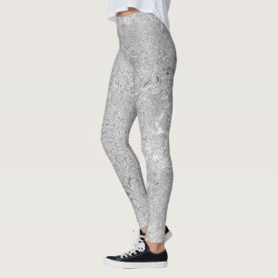 Zilveren Hibiscus Bloemen, Leggings