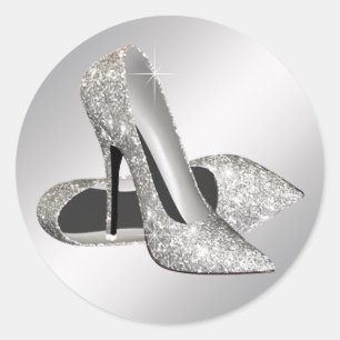 Zilveren High Heel Shoe Stickers