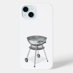 Zilveren houtskool barbecue grill iPhone 15 mini hoesje