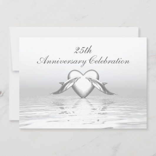 Zilveren Huwelijksjubileum Dolfijnen en Hart Kaart (Voorkant)