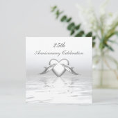 Zilveren Huwelijksjubileum Dolfijnen en Hart Kaart (Staand voorkant)