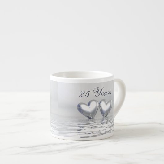 Zilveren Huwelijksjubileum Harten Espresso Kop (Voorkant rechts)