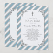 Zilveren Impressie Blauw Religieuze Uitnodiging Aa (Voorkant / Achterkant)