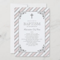 Zilveren Impressie Roze Religieuze Uitnodiging