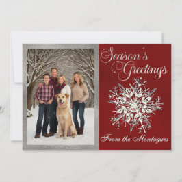 Zilveren Ingelijste Foto & Kristal Sneeuwvlok Feestdagenkaart