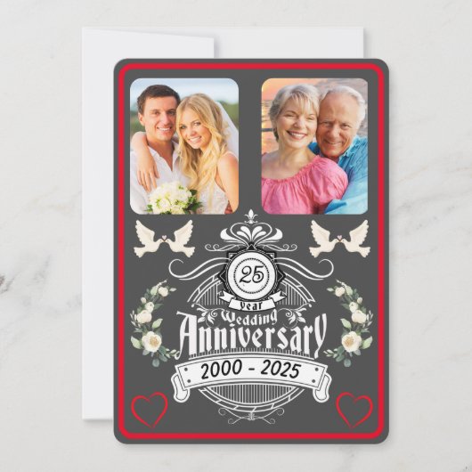 Zilveren Jubileum 2 Foto 25e Jubileum Uitnodiging (Voorkant)