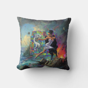 Zilveren jurk Priesteres Occult Dark Witchy AI Art Kussen