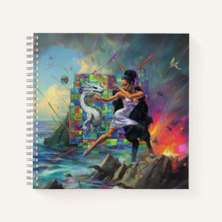 Zilveren jurk Priesteres Occult Dark Witchy AI Art Notitieboek