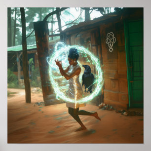 Zilveren jurk Priesteres Witchy AI Art Matte Value Poster