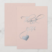 Zilveren Kalligrafie & Hart ~ Trouwdag Dank u Bedankkaart (Voorkant / Achterkant)